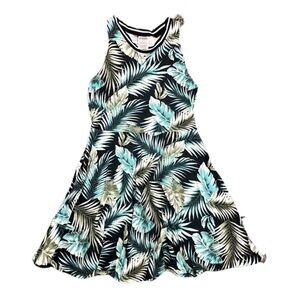 PINK Palm Leaves Tropical Skater Dress, Size S​​​​​​​​​